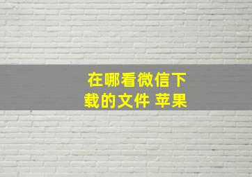 在哪看微信下载的文件 苹果